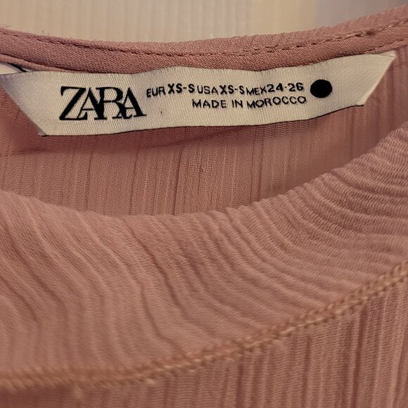 ZARA Pink Semi-Sheer Boho Flowy Blouse NWOT - Picture 7 of 8